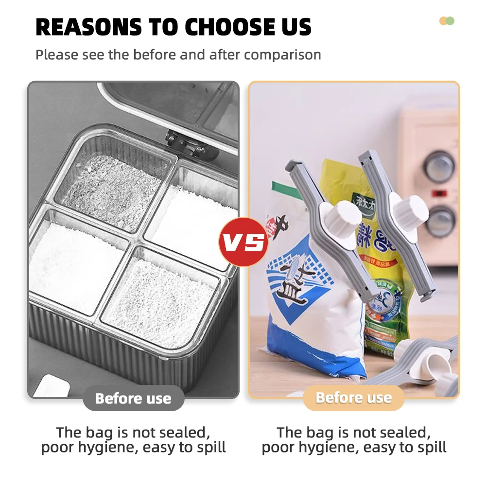 Clip de sellado con tapa de rosca, accesorio de cocina para condimentos, leche en polvo, sal, bolsa, paquete de conservación de alimentos