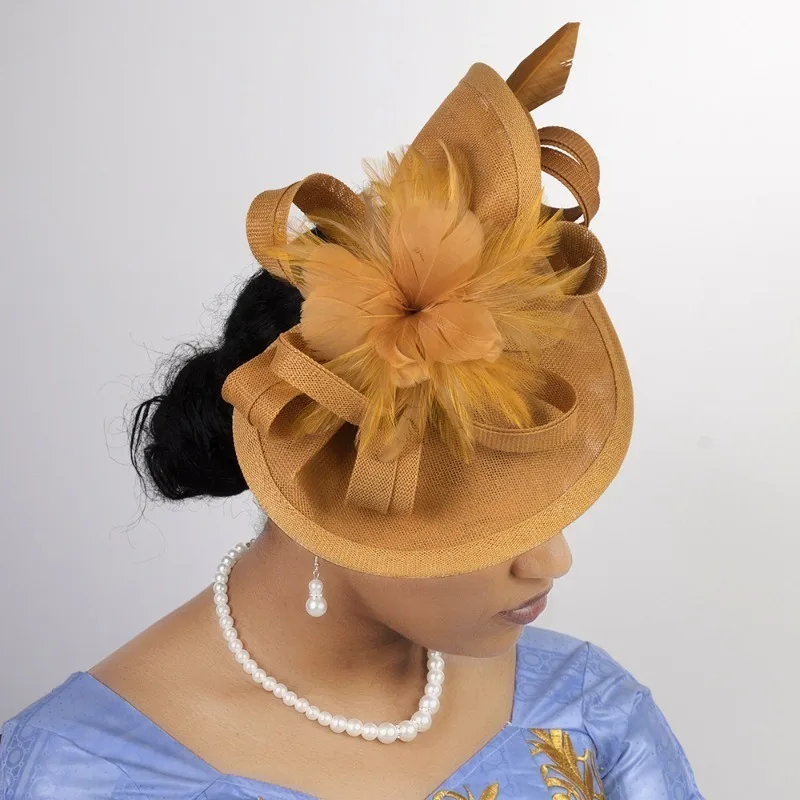 Bridal Headband with Linen Style Derby Hat Retro Party and Dance Fans Horse Racing Uniform Women's Formal Dress Headwear view 3