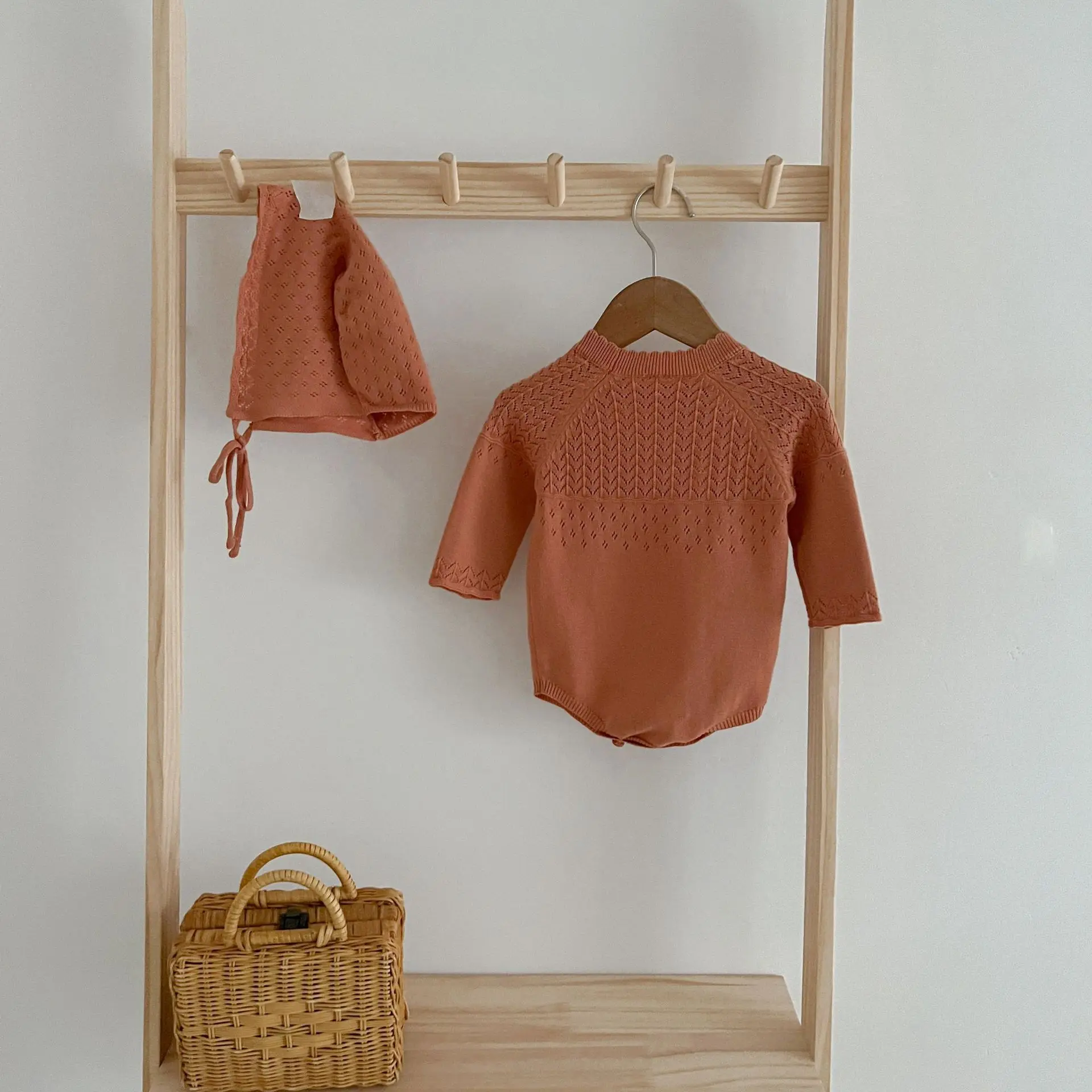 0-2Y Stricken Neugeborenen Overall Baby Mädchen Junge Frühling Herbst Kleidung Nette Langarm Pullover Romper + Hut Casual Neue geboren Outfits – Detail 6