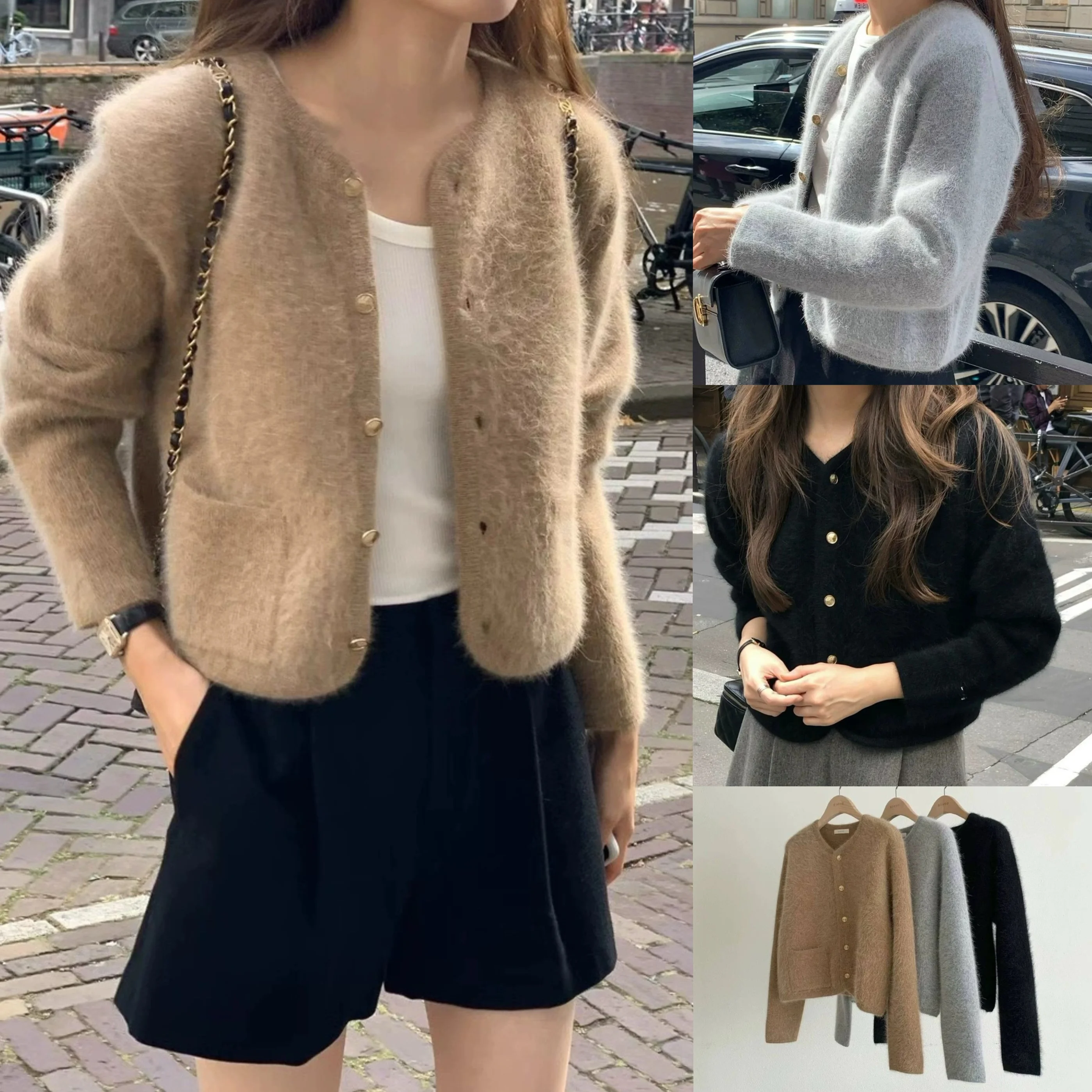 

Ounce2025 Autumn New Vintage Gold Bule ort Plu Knitted Cardigan Outerwear Small Fraance Sle Women's Knitwear