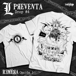 Kira Ryuk T-Shirt Death Note L Manga Strip Horror Anime Black Tee Shirt All Size Cotton