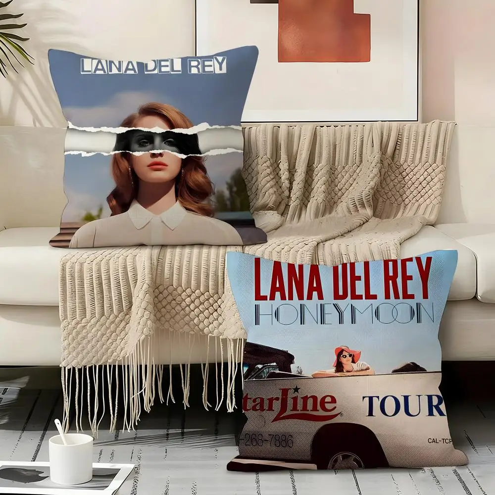 L-Lana Del Rey Cushion Cover Soft Short Plush Throw Pillow Cover Decorative Cushion Case for Sofa Bedroom Home Decor Gift