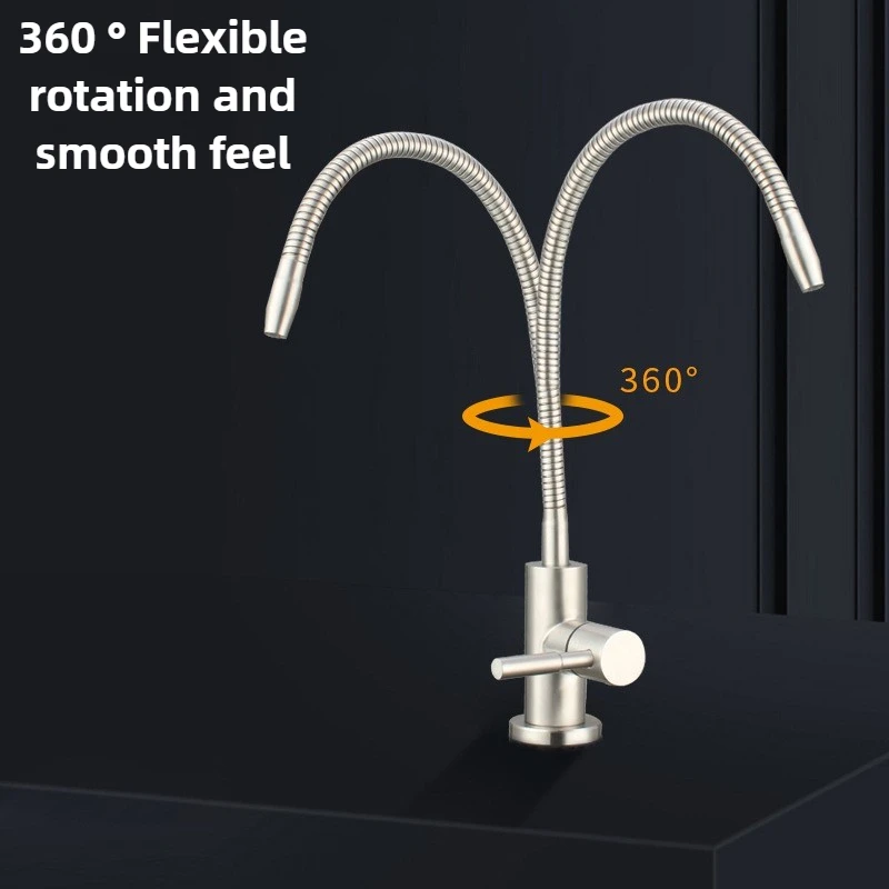 1/4 Zoll Küchenwasserfilterhahn, flexibler Trinkhahn, Wasserreiniger, Wasserhahn, Küchenarmatur aus Edelstahl 304