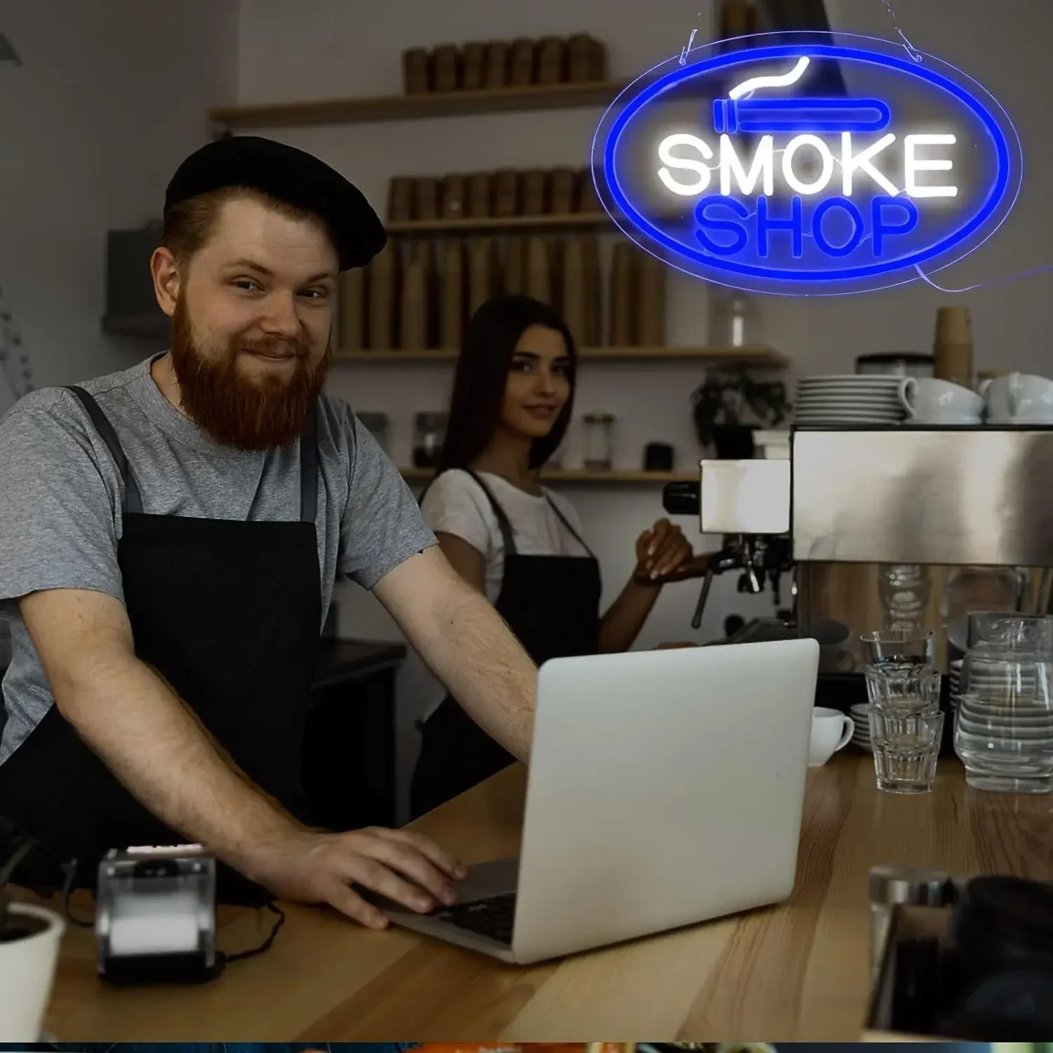 Smoke Shop Neon Sign USB Powered for Room Decor Dimmable LED Neon Light for Smoke Store Game Room Bar Pub Man Cave Wall Decor