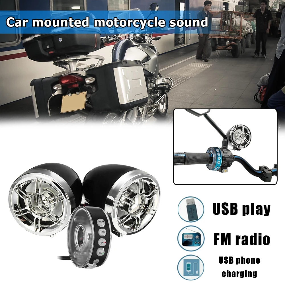 

Audio System Bluetooth-Compatible USB FM MP3 Player Anti Theft Alarm System Stereo Amplifier Sound System Motorcycle Accessories