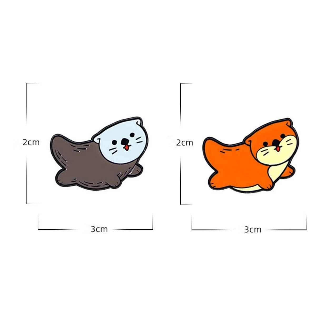 Cute Cartoon Cat Otter Enamel Brooch Creative Animal Lapel Pin Badge Backpack Clothing Hat Accessories