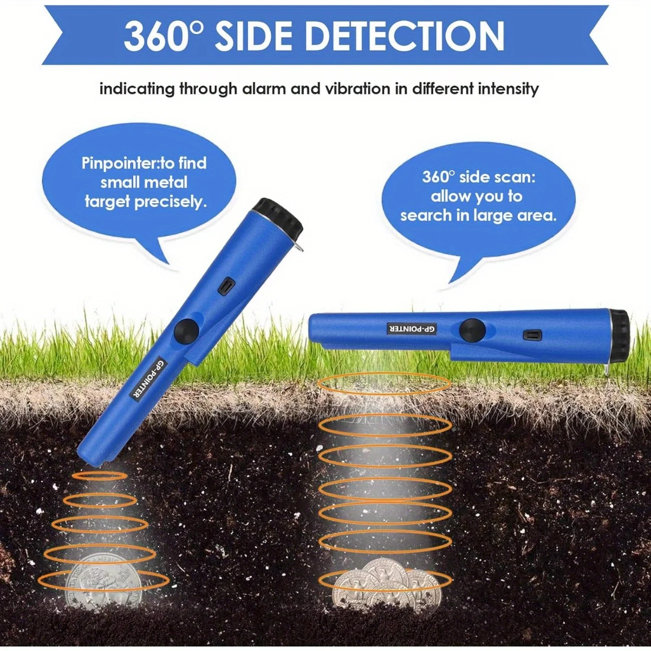 Metal Detector Pinpointer, Professional Waterproof Handheld Pin Pointer Wand, Search Treasure Pinpointing Finder Probe