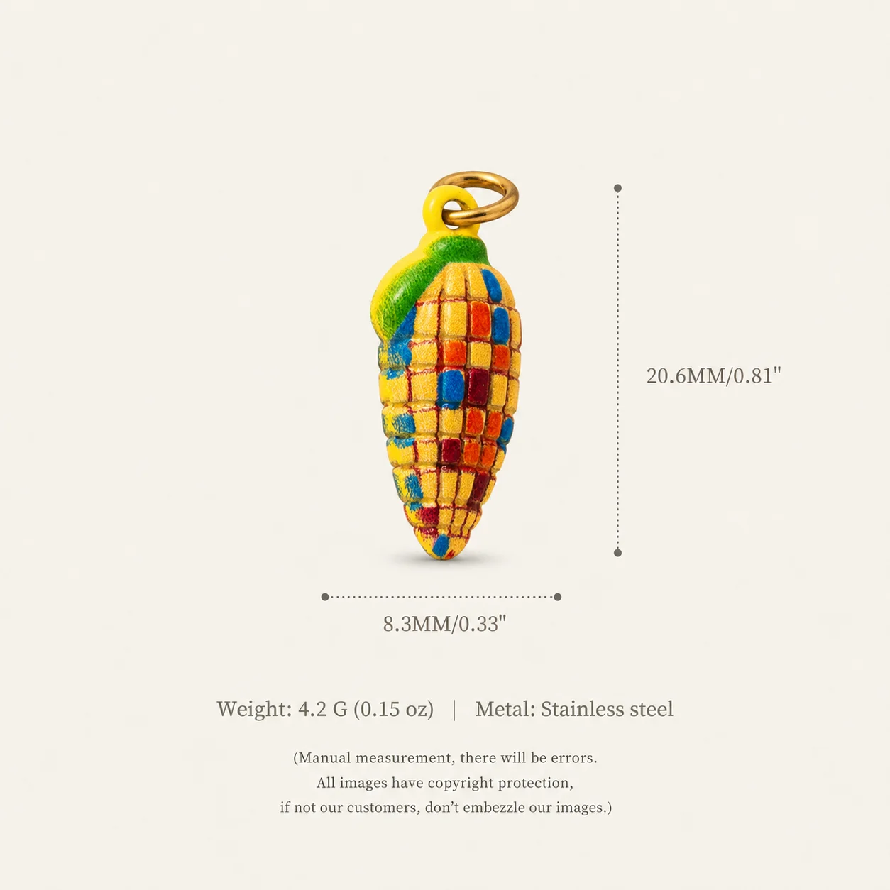 316 Edelstahl Wasserdicht Farbbeständig Modisch Und Beliebt Bunte Pferde-Mais-DIY-Anhänger Charms Für Schmuck – Detail 4