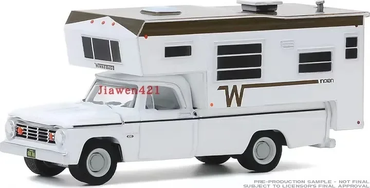 1:64 1966 Dodge D100 With Winnebago Slide-IN Camper Diecast Metal Alloy Model Car Toys For Gift Collection