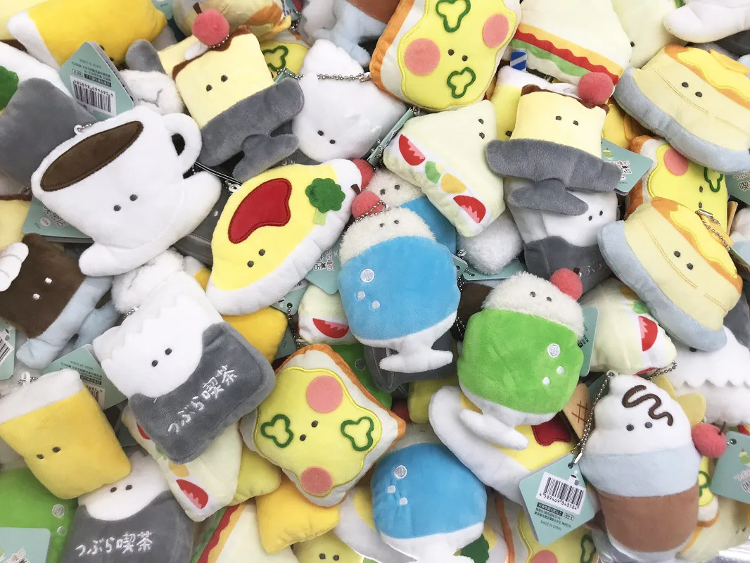 Yell World stuffed 5.8cm small round eyes Cafe Petit Mascot BC kawaii soda coffee bean sandwich cake plush food model pendant