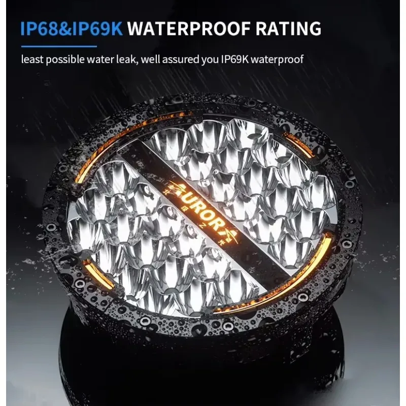 Venda quente AURORA 7 Polegadas Rodada Caminhão de Trabalho Offroad Luz Dual-Color DRL Off Road LED Luz de Condução