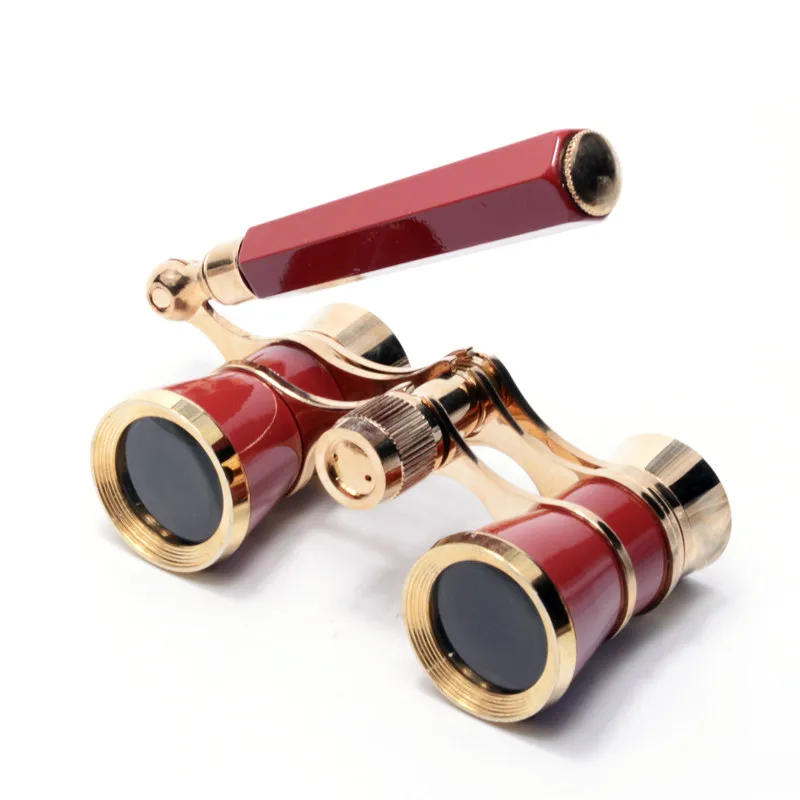 Portable Opera Glasses Binoculars Metal Body with Chain/handle Theater Telescope Women Girls Optical Design Gift Retro Binocular