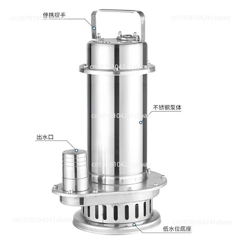 304 stainless steel submersible pump 220V household sewage pump float automatic start and stop stainless steel sewage pump