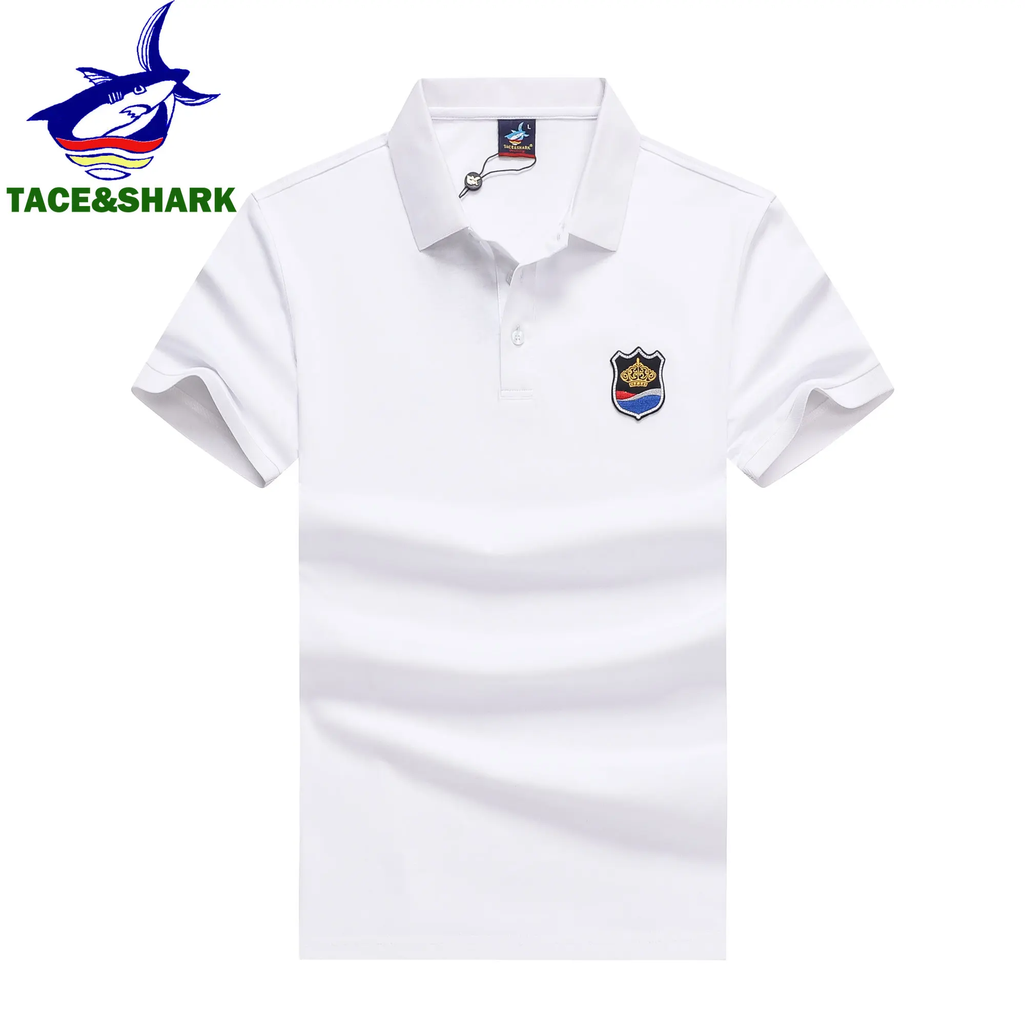 TACE&SHARK 2023 Summer Fashion Solid Color Polo Shirt Men Shark Polo Shirt Casual Brand Business Short Sleeve Top Clothing 3XL