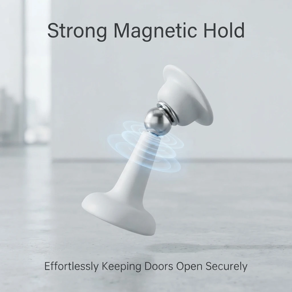 GUTE Drill‑Free Hidden Magnetic Door Stopper, Floor‑Mount Strong Magnet Door Catch, Anti‑Collision Wall Protector Door Stop for