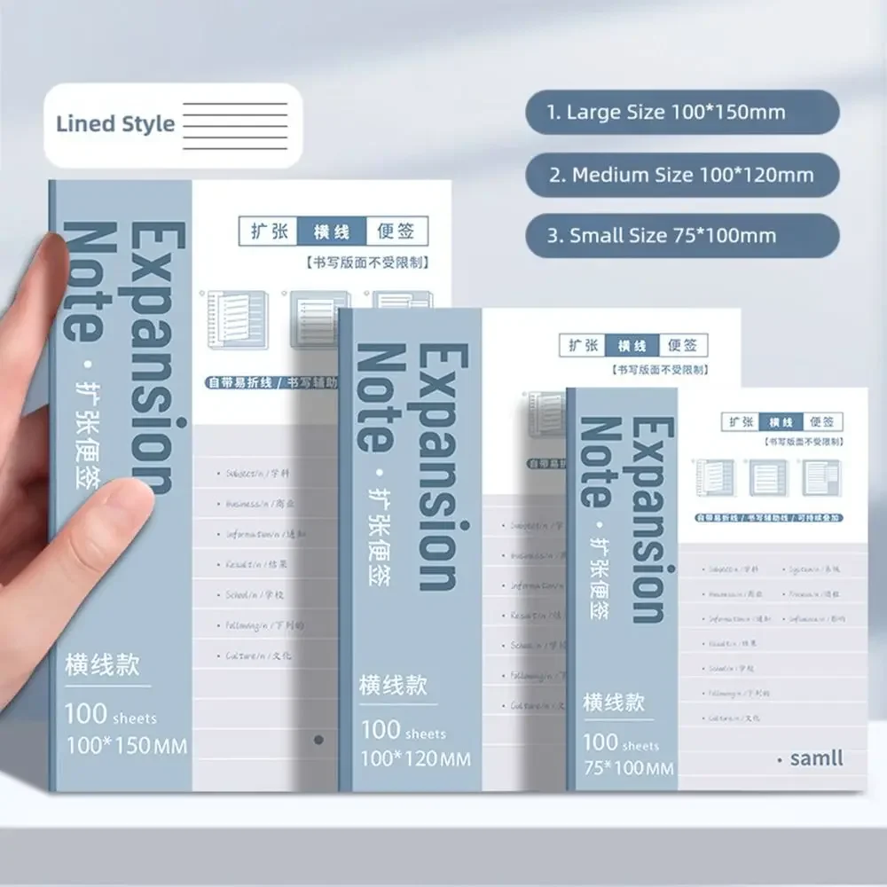 Expansion Sticky Memo Notes, Tearable Self-Adhesive Labels, Expandable Note Pad for Student Office Use