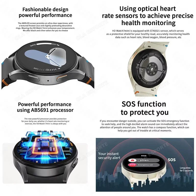 F​or Samsung Galaxy Watch 7 Mini Smart Watch 2025 Men Women Heart Rate Compass Blood Suger Waterproof Bluetooth Call Smartwatch