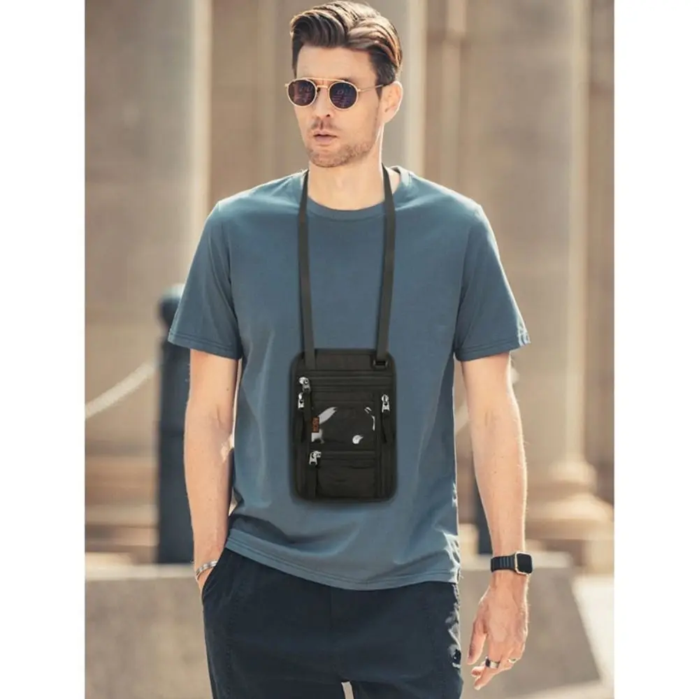 

High Quality Multi functional Neck Hanging Passport Bag 16*2*23.5cm 6 Colors RFID Crossbody Cover Protection Cover