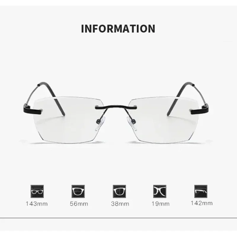 Advanced Photosensitive Color Changing Glasses Anti Blue Light Flat Light Lens Women\'s Frameless High-definition Myopia Glasses