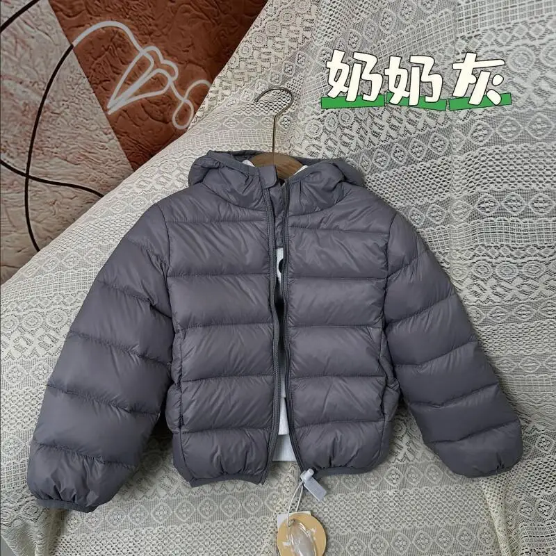 가을 겨울 소년 소녀 패딩 재킷 순수한 색상 코트 따뜻한 두꺼운 후드 재킷 편안한 4-12 세 어린이 의류