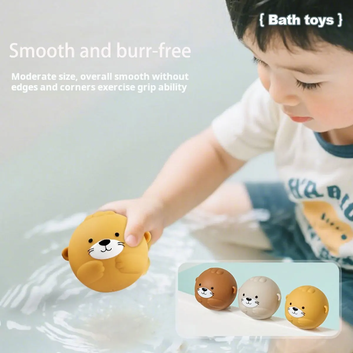 Juguete de baño de nutria para niños, juego de bolas flotantes para niños, barco flotante apilable, juguete para jugar en agua suave, regalo para piscina y playa