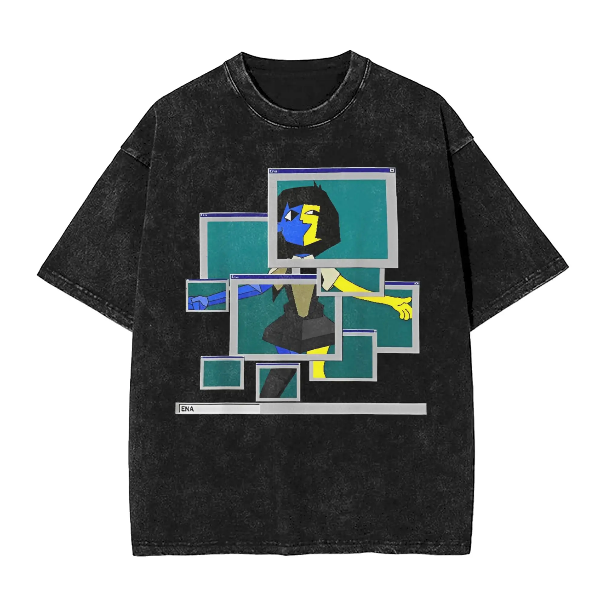 Streetwear Washed T-Shirt Ena PopUp Official Cotton T Shirts  Trendy Cool Tshirt for Male Beach Aesthetic Casual Clothing