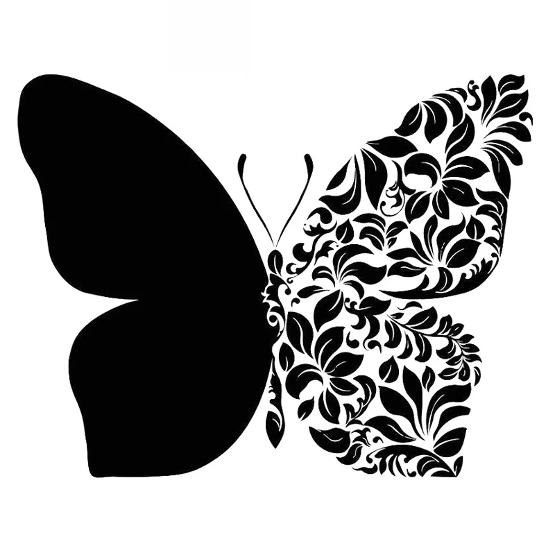 Beautiful Butterfly Creative Applique Fashion Car Window Applique Personality Pvc Waterproof Applique Black/white, 16cm*12cm