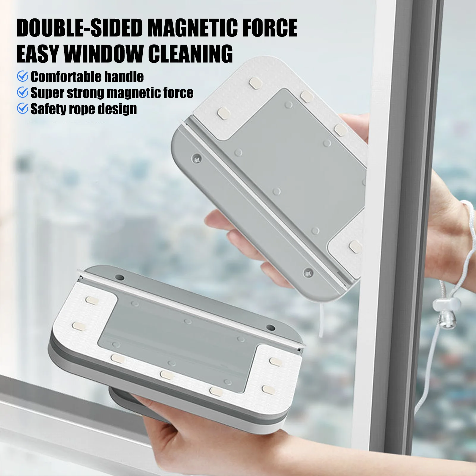 Magnetic Double-Sided Window Cleaner Unique Modern Design Adjustable Glass Wiper Suitable for High-Rise Windows Cleaning