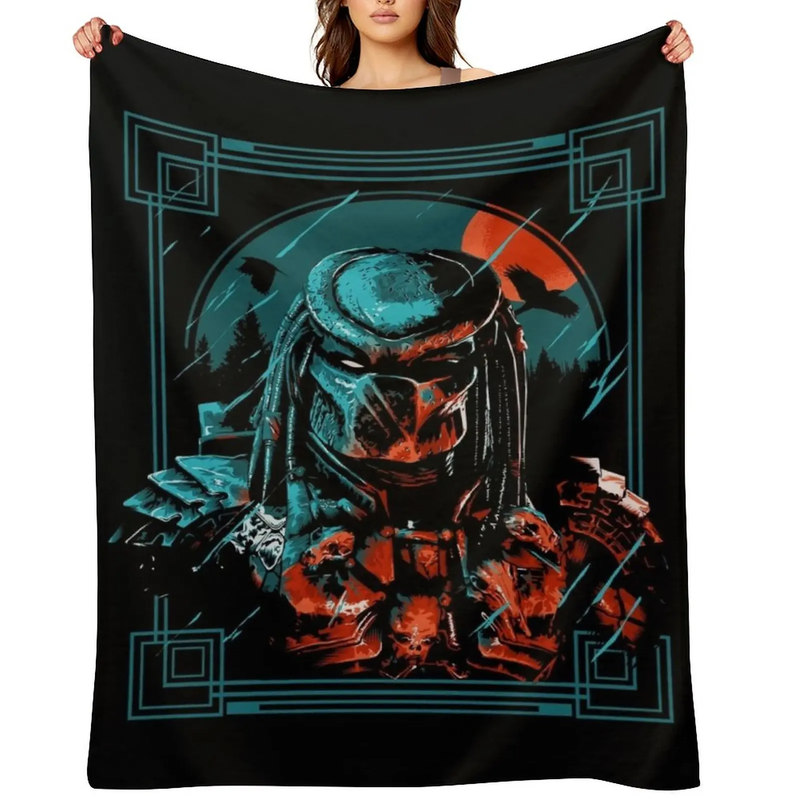 

Alien Hunter Throw Blanket funny gift bed plaid Soft Beds Flannels Blankets