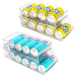 Soda Can Organizer Dispenser for refrigerator 2 Tier Automatic Rolling Beverage Beer Soda Can Holder for Fridge, Pantry