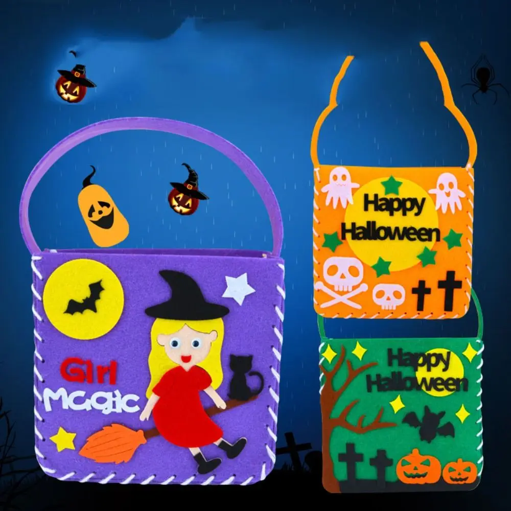 Non-woven Fabric DIY Halloween Candy Bag Pumpkin Bag Trick Or Treat DIY Trick or Treat Bag DIY Portable Pumpkin Handbag