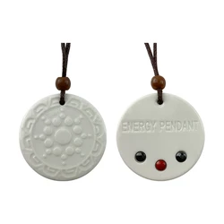 2023 Upgrade White Ceramic Sunflower Necklace With3 Health Stone Jewelry Pendant With Gift Box