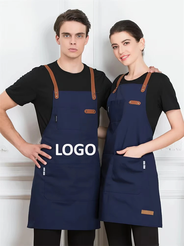 

Customized Canvas Apron with Logo Custom Nail Beauty Salon Waiter Uniform Pinafore Hairdresser Coffee Bubble Shop Barber Work