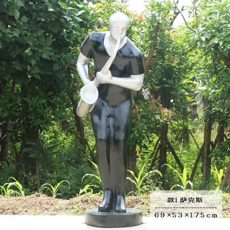 Music cello fiberglass figure sculpture garden mall large theater saxophone performance decorative ornament