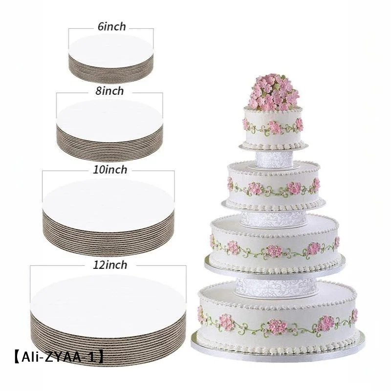 【A】10Pcs 15/20/25/30cm Round Cake Boards Circle Cardboard Base Cupcake Dessert Tray Birthday Party Cake Decorating Supplie