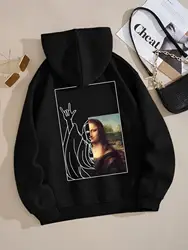 Mona Lisa Told You I Love You Hoodie Men's Loose Autumn Hoody Simple Fleece Sweatshirt Street Crewneck Pullover Tops Women