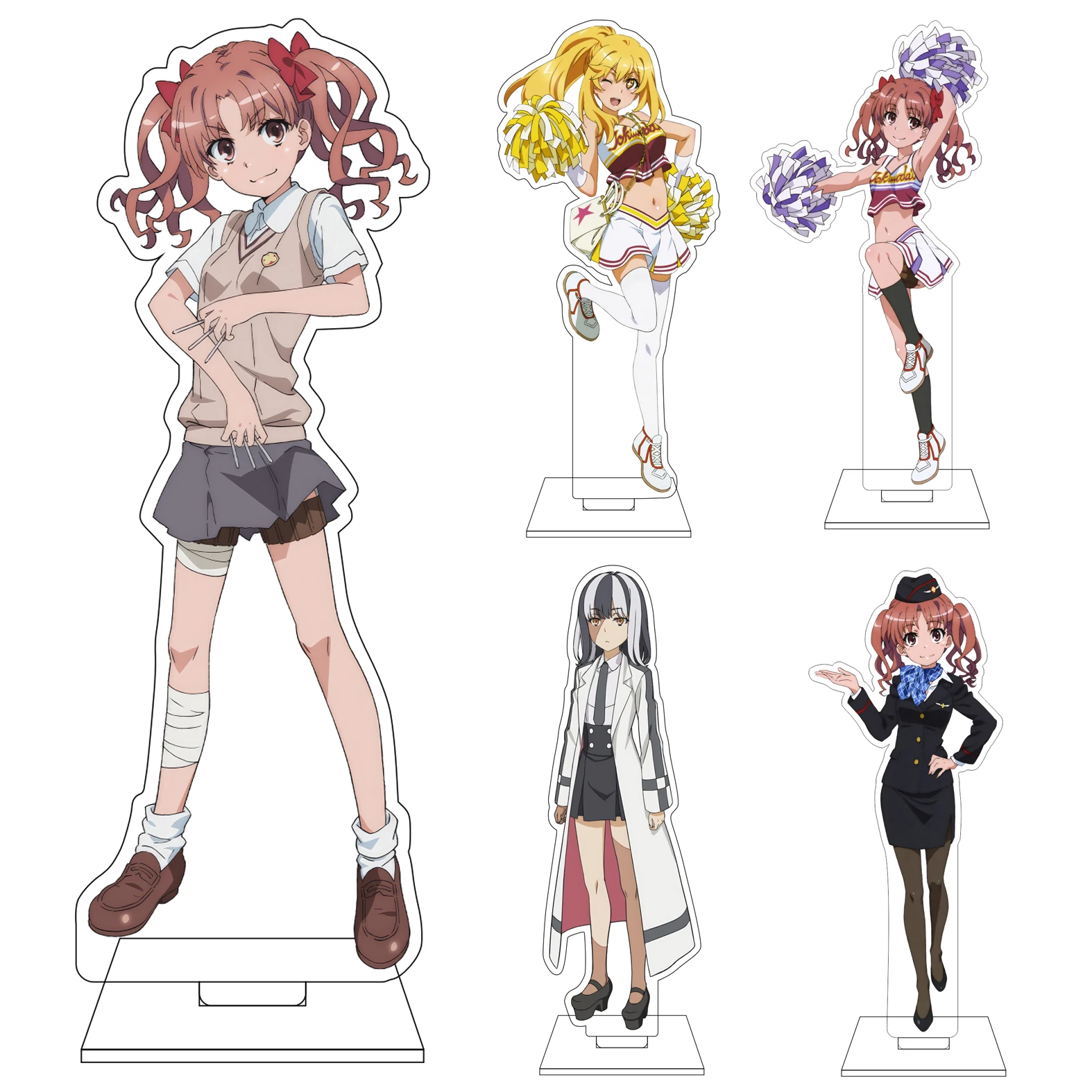 16CM Anime Misaka Mikoto Cosplay Acrylic Figure Stand Plate Shirai Kuroko Saten Ruiko Shokuhou Misaki Ornaments Gifts