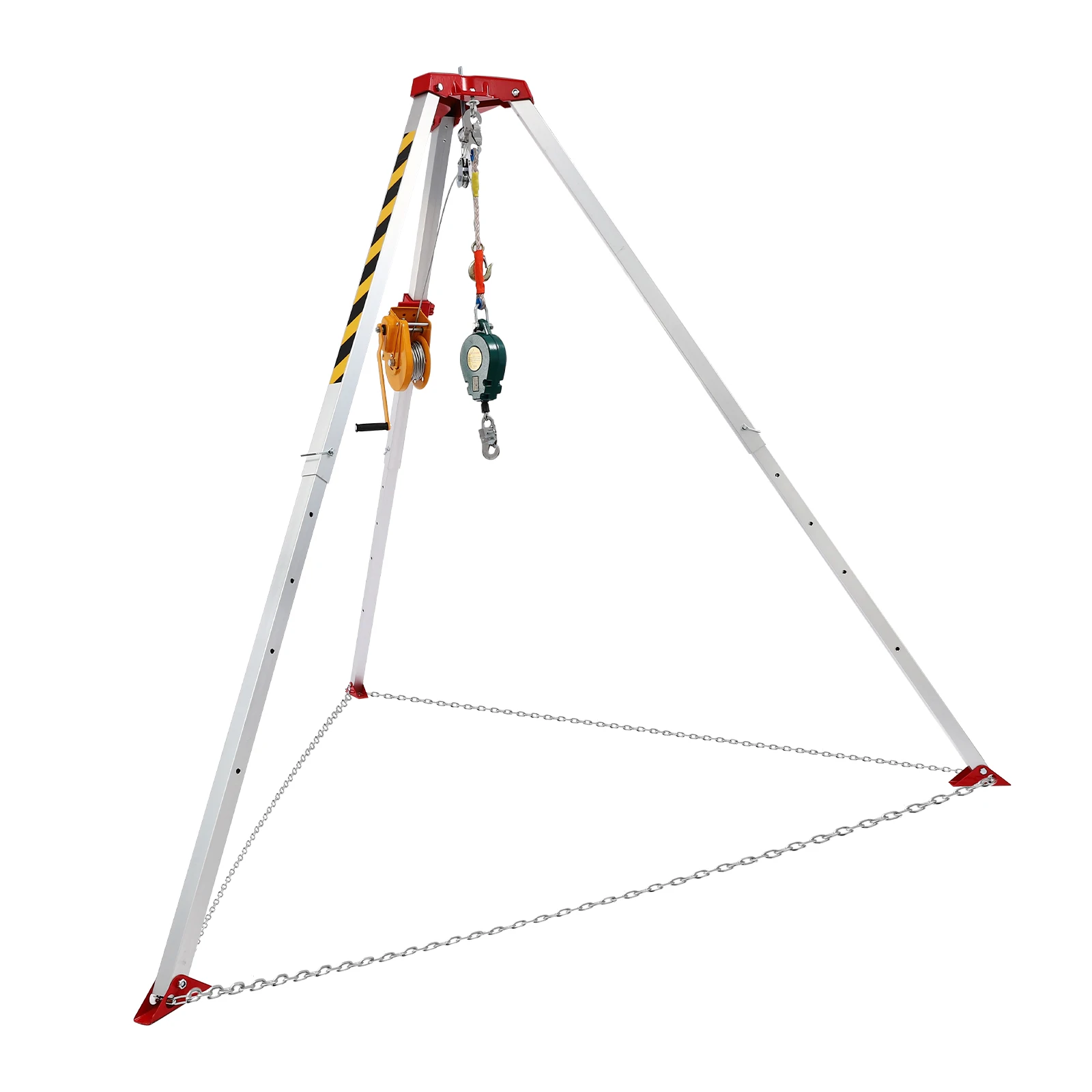 Construction Rescue Triangular Support Frame Confined Space Tripod Kit, Rescue Tripod, Rescue Tripod with Fall Arrester for down Wells, Road Construction Power Engineering High-Rise Buildings Fire Rescue