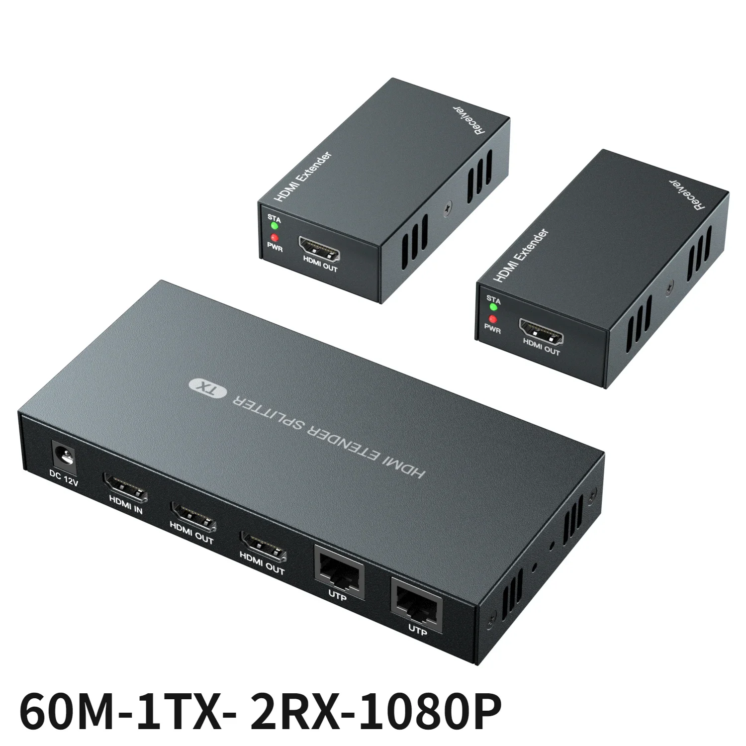 Super Kwaliteit 200ft 1X4 Hdmi Splitter Extender 60M Utp Rj45 Cat5e Cat6 Kabel Ondersteuning Hd 4K 1080P 1 Zender Naar 4 Ontvangers