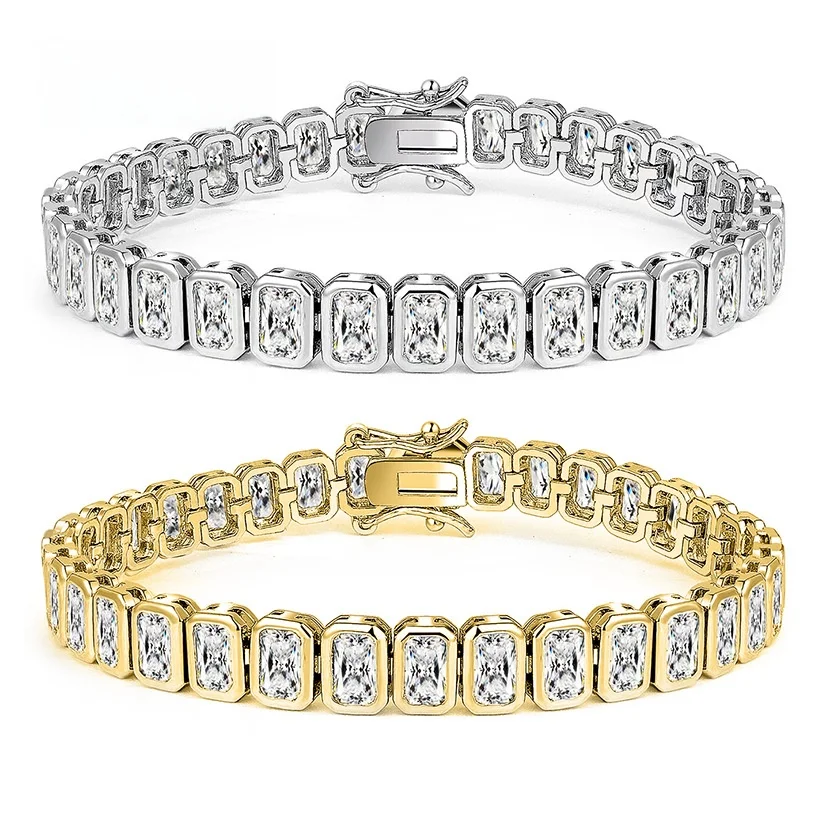 

Blueone Square Zircon Tennis Chain Bracelet Unisex High-End Feelings Hip Hop Style Jewelry Accessory Elegant Fashionable
