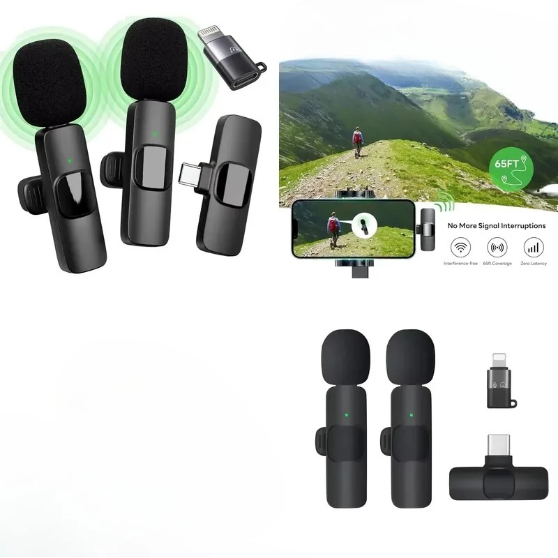 for K9 Mini Type-C Wireless Condenser Lavalier Microphone Noise Reduction Omnidirectional Metal Clip for Mobile Phone Camera