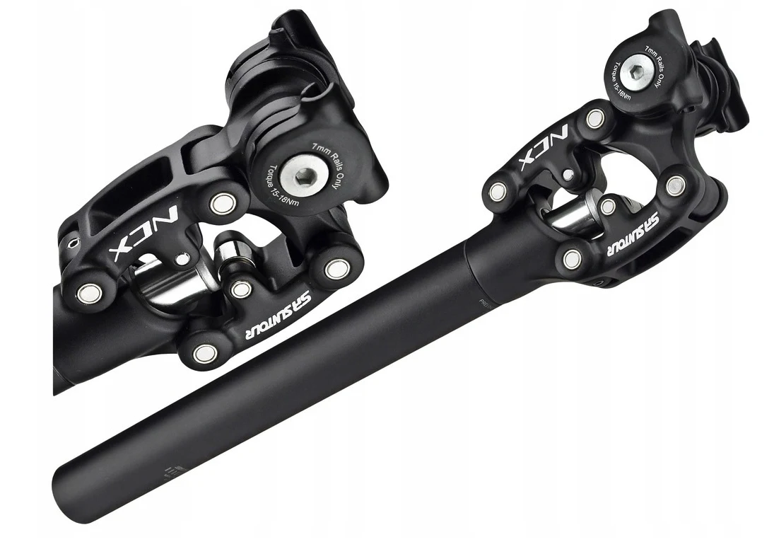 Image of SP12 Feder-Sattelstütze 27,2x350mm – Verstärkte Stahlbuchse, 50mm Federweg, Aluminium, Schwarz für MTB Gravel