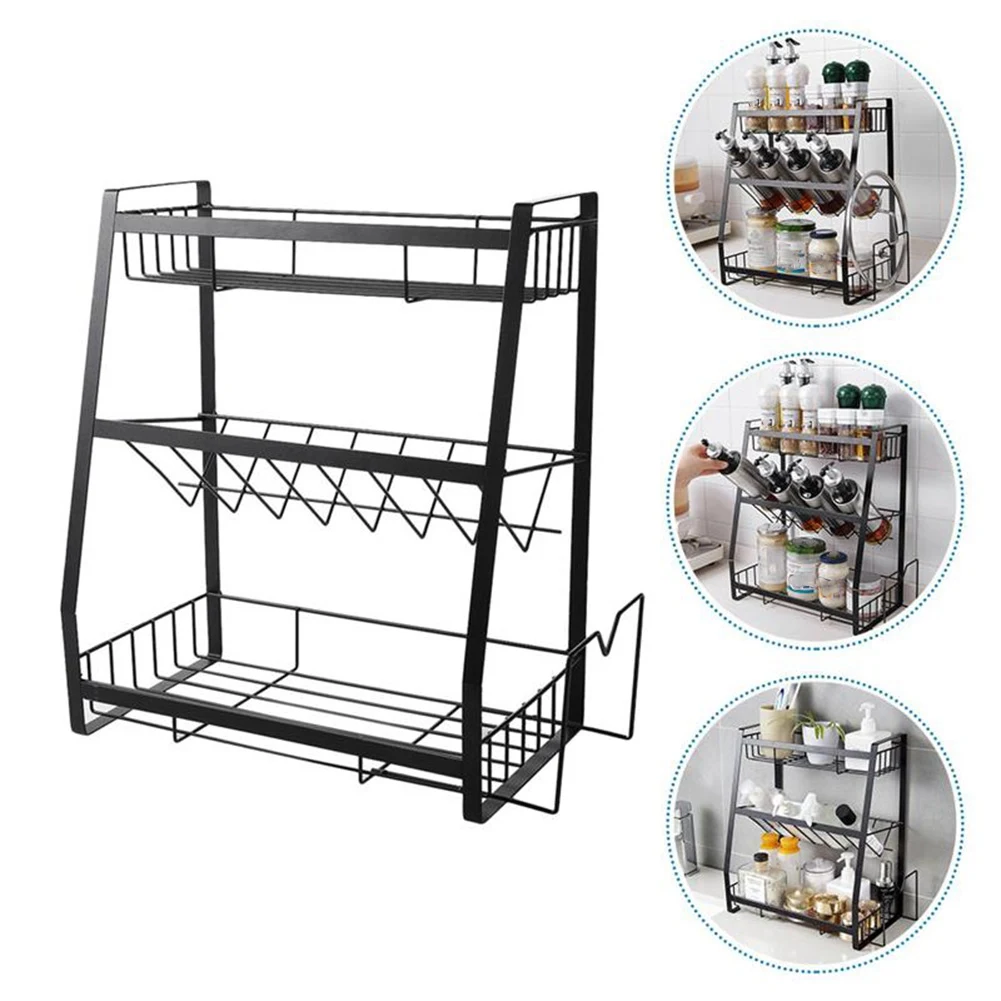 Spice Rack Three-Layer Seasoning Rack Kitchenware Holder Table Top Organizer Spice Rack for Kitchen Cabinet images - 6