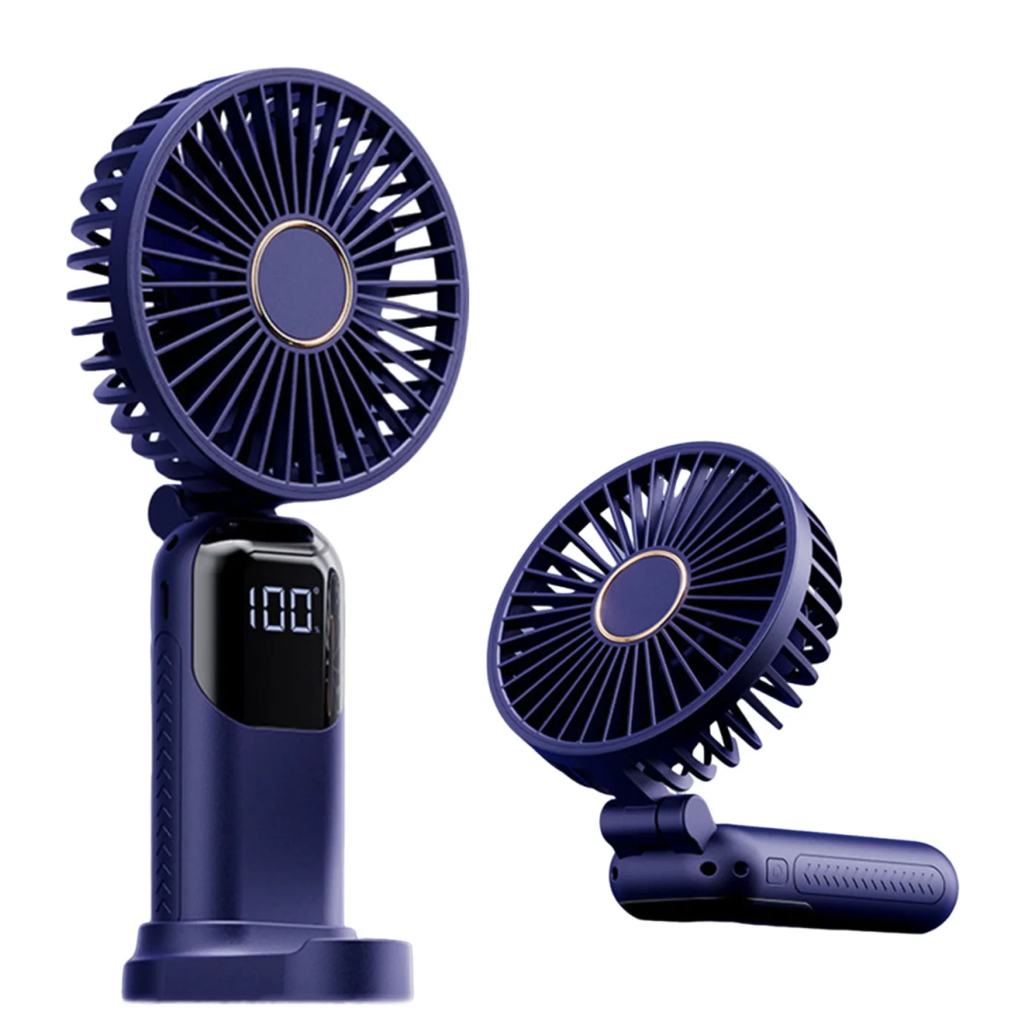Portable Fan 4200mAh Battery Operated Fan 5 Speeds Digital Display Women's Makeup Fan with Base 180° Foldable For Outdoor Indoor