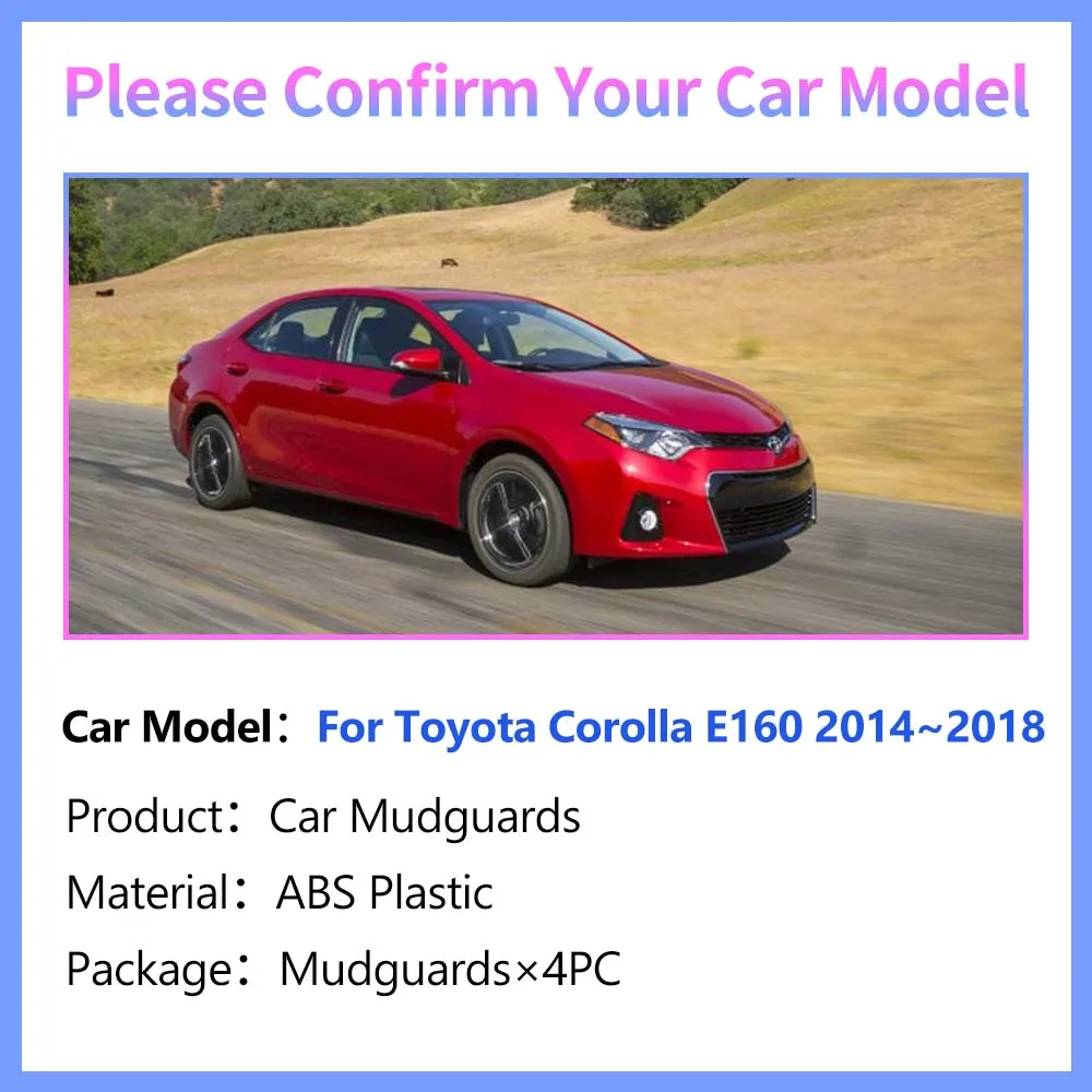 Car Mudguards for Toyota Corolla Altis E160 E170 2014~2018 Wheel Protecti Splash Guard Rear Fenders Mud Flap Exterior Accessorie