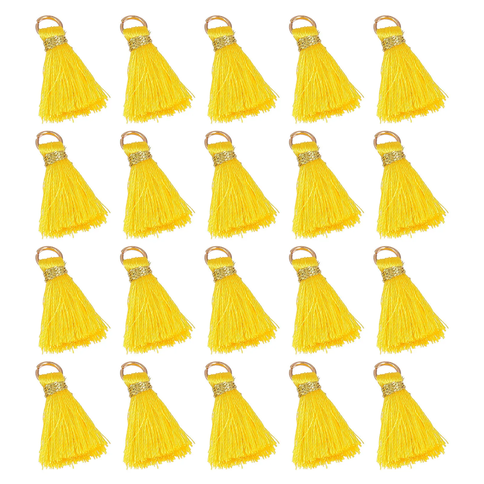 30Pcs Premium Straight Tassels with Golden Outer Ring Tassel Pendant for DIY Jewelry Making Clothing Accessories Curtain Car