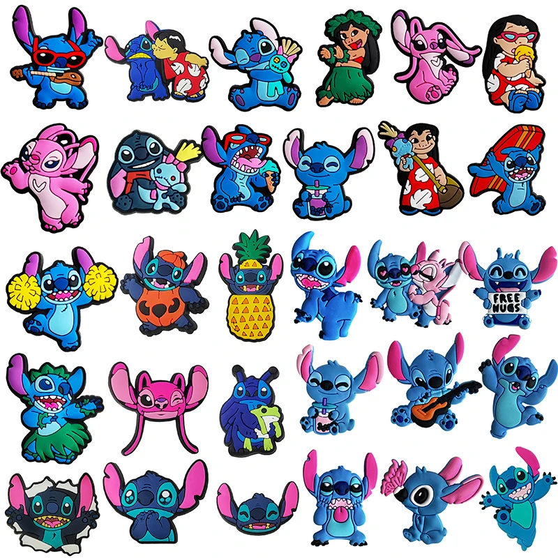 8-30pcs MINISO Hot sale Stitch Shoe Charms Cartoon DIY Shoes Accessories For Clogs Sandals Decorations Kids X-mas Gifts image 2