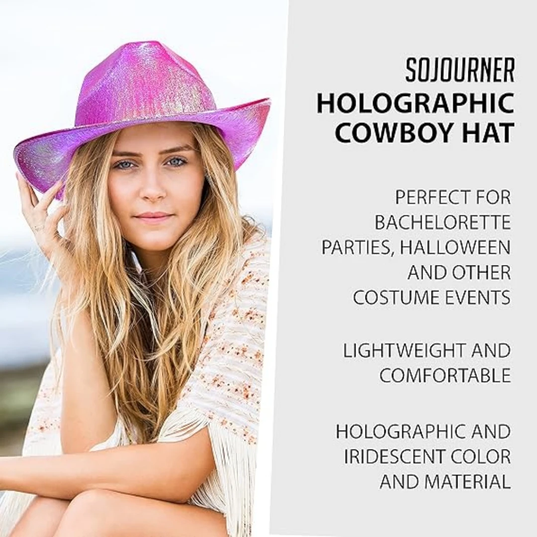 Cowboy Hat Pearlescent Glitter Cowgirl Hat Pearlescent Cowboy Hat Dazzling For Halloween Party Concert Costume Party