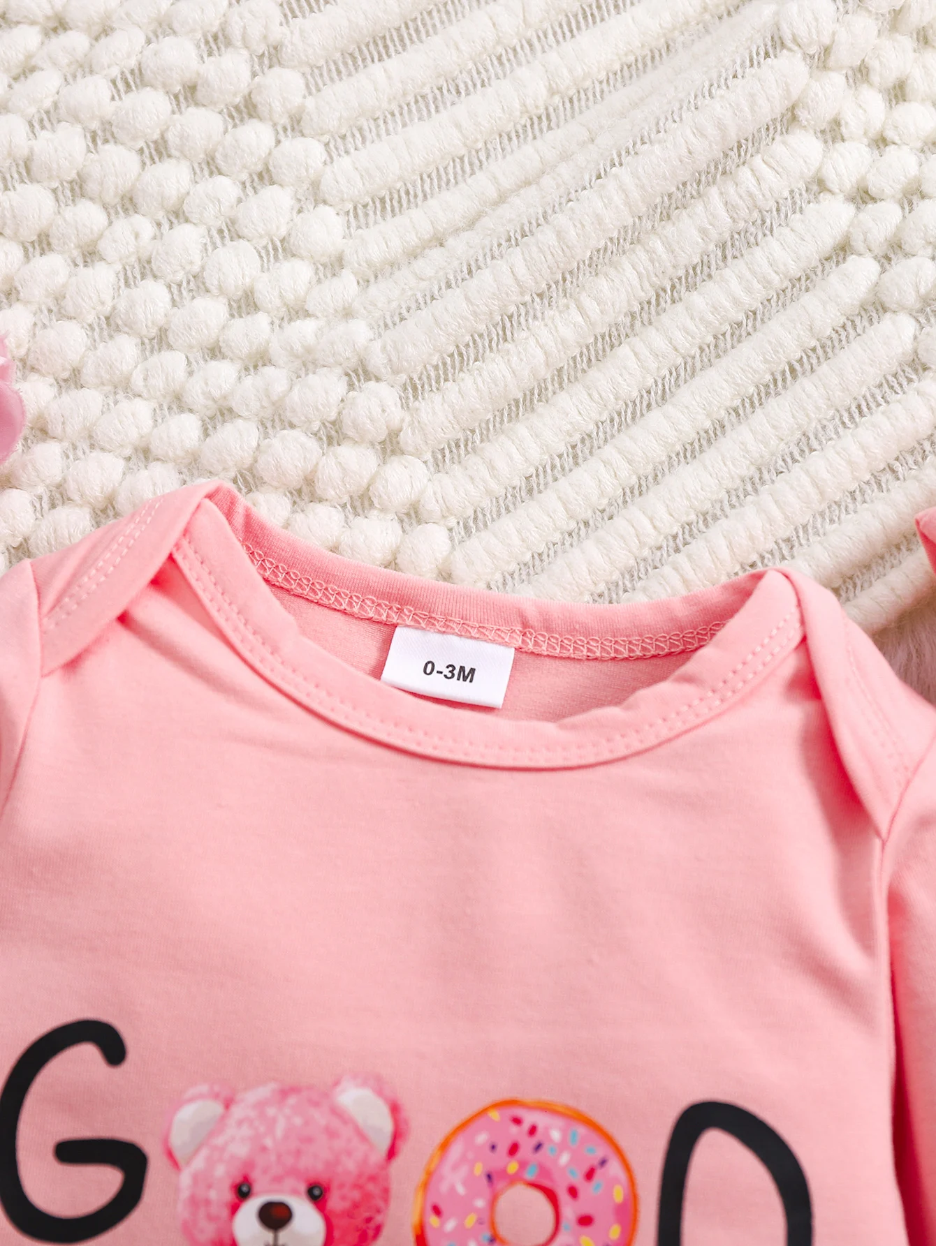 Autumn Newborn Baby Girl Romper with Hat ‘’GOOD every day‘’ Cartoon Bear Print Cotton Long Sleeve Infant Jumpsuit Clothes
