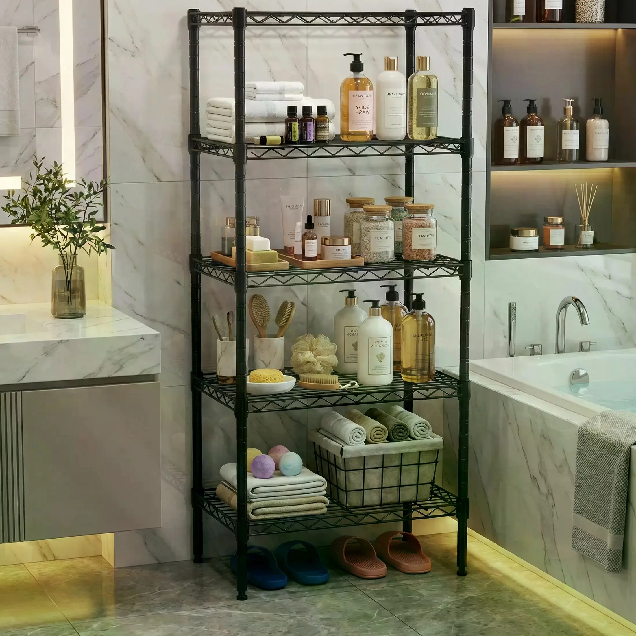 Storage Shelving Unit, Adjusta - đánh giá và giá Home Essentials Bathroom Rack